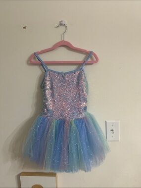 Girls' Pastel Sequin Dance Leotard - Light Blue Size 6. NEVER WORN!